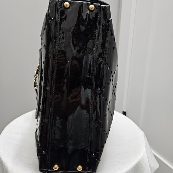 Chanel Black Patent Leather With Gold Chain Handles with Dust Bag & COA - Picture 14 of 16
